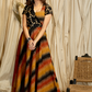 Exclusive Multicoloured Ikat  Gown With Beautiful Handmade Gota Patti Work