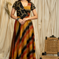 Exclusive Multicoloured Ikat  Gown With Beautiful Handmade Gota Patti Work