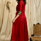 Graceful Maroon Cotton Silk Festive Gown with exclusive Banarasi Detailing