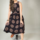 Exclusive black Ajrakh printed dress with in cut sleeves