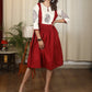 Exclusive hand painted maroon and white cotton one piece dress