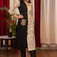 Straight Cut Smart Madhubani Printed Cotton Black Dress with Handmade Kutch Mirror Pocket
