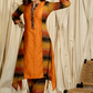 Assymetric Rust Ikat and Cotton Silk Combination Kurta