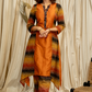 Assymetric Rust Ikat and Cotton Silk Combination Kurta