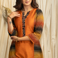 Assymetric Rust Ikat and Cotton Silk Combination Kurta