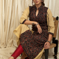 A - Line Biscuit colour  Cotton Handloom Kurta with Contrasting Ajrakh panel