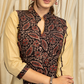 A - Line Biscuit colour  Cotton Handloom Kurta with Contrasting Ajrakh panel
