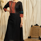 A-Line Cotton Handloom Kurta with Ajrakh and Ikat Combination Yoke