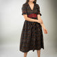 Exclusive black striped ikat dress with maroon waist Yoke