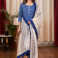 Straight Cut Self structured Blue Cotton Handloom Kurta with Graceful hand embroiderd yokee & Chanderi Dupatta - 2 Piece
