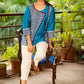 Exclusive ikat combination cotton silk top