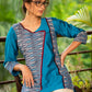 Exclusive ikat combination cotton silk top