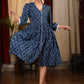 Exclusive indigo printed one piece dress