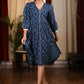 Exclusive indigo printed one piece dress