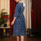 Exclusive indigo printed one piece dress