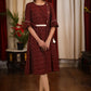 Exclusive maroon ikat designer one piece dress