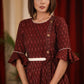 Exclusive maroon ikat designer one piece dress