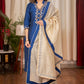 Straight Cut Blue Cotton Silk Kurta with Hand made Gota Patti work , Pant & Chanderi Dupatta - 3 Piece