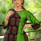 Green Ajrakh combination cotton silk top