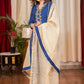 Straight Cut Blue Cotton Silk Kurta with Hand made Gota Patti work , Pant & Chanderi Dupatta - 3 Piece