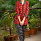 Exclusive maroon Ajrakh printed top with optional ikat pants