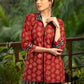 Exclusive maroon Ajrakh printed top with optional ikat pants
