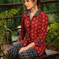 Exclusive maroon Ajrakh printed top with optional ikat pants
