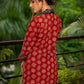 Exclusive maroon Ajrakh printed top with optional ikat pants
