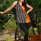 Exclusive ikat & mustard cotton silk combination top