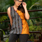 Exclusive ikat & mustard cotton silk combination top
