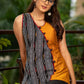Exclusive ikat & mustard cotton silk combination top