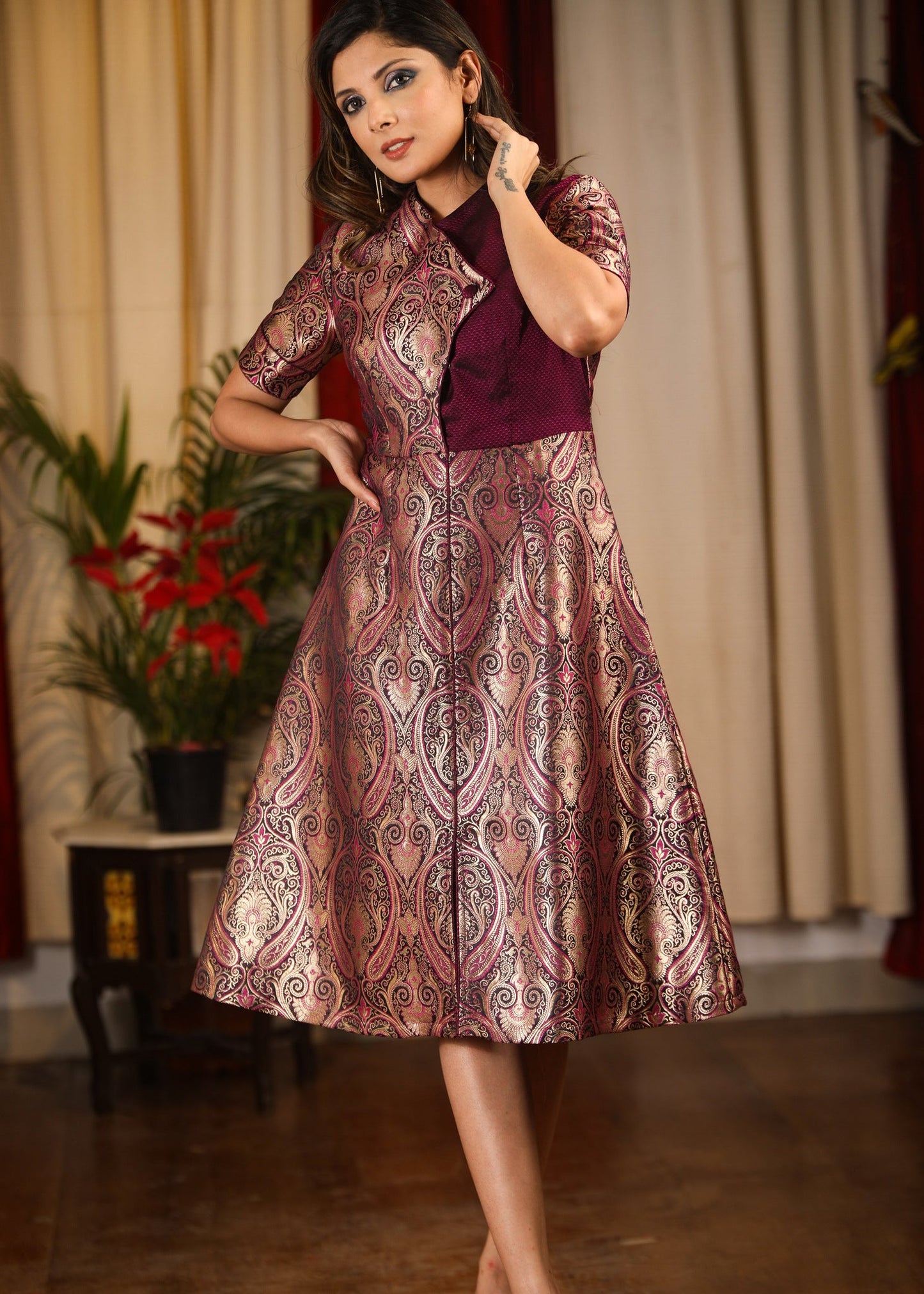 Exclusive occasion wear benarasi dress with khun combination