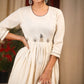 Off white flex cotton dress with hand embroidered zardosi work