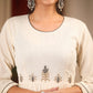 Off white flex cotton dress with hand embroidered zardosi work