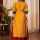 Straight Cut Cotton Silk Kurta with Exclusive hand embroidered Ajrakh Yoke & Chanderi Dupatta - 2 Piece