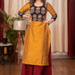 Straight Cut Cotton Silk Kurta with Exclusive hand embroidered Ajrakh Yoke & Chanderi Dupatta - 2 Piece