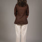 Brown cotton slub embroidered top
