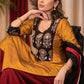 Straight Cut Cotton Silk Kurta with Exclusive hand embroidered Ajrakh Yoke & Chanderi Dupatta - 2 Piece