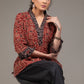 Maroon exclusive Ajrakh printed pleated gathered sleeves top
