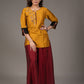 Exclusive mustard cotton top with hand embroidered zardosi embroidery