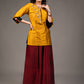 Exclusive mustard cotton top with hand embroidered zardosi embroidery