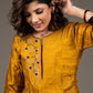 Exclusive mustard cotton top with hand embroidered zardosi embroidery