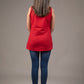 Red zari embroidered festive chineese collar cotton top