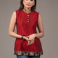 Maroon cotton silk Benarasi combination top
