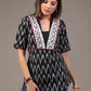 Exclusive black zig zag Ikat embroidered top