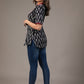 Exclusive black zig zag Ikat embroidered top