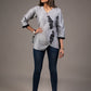 Grey cotton silk embroidered top