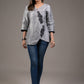 Grey cotton silk embroidered top