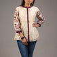 Beige chanderi top with embroidered puff sleeves & lining