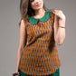 Ikat sleeveless peter pan collared cotton top